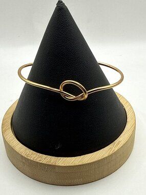 Gold Love Knot Bangle Bracelet Minimalist Dainty Stacking Tie the Knot Cuff